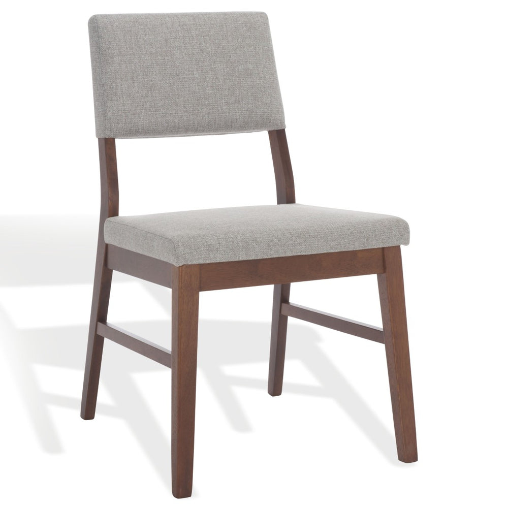 Safavieh JESSBRINA Dining Chair - Luxurious Linen Upholstered Seat with Solid Wood Frame for Modern Spaces Walnut / Light Grey SFV6700B-SET2