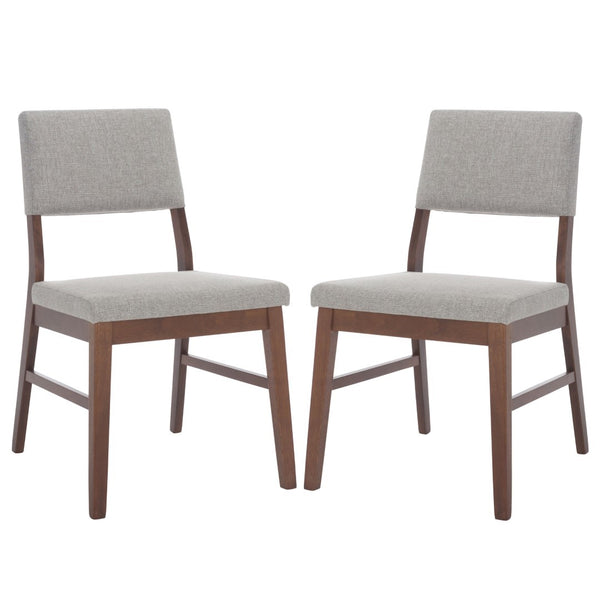 Safavieh Jessbrina Elegant Wood And Linen Dining Chair For A Cozy And Sophisticated Dining Experience Today! Walnut ,Light Grey 10% Wood,30% Fabric,60% Foam Sfv6700b-set2