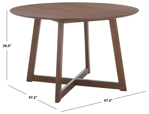 Safavieh JESSBRINA Round Walnut Dining Table - Timeless Design for Cozy Spaces, Perfect for 4 Guests! SFV6701A