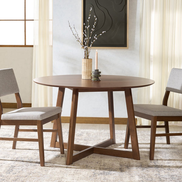 Safavieh Jessbrina Round Wood Dining Table - Elegant Walnut Finish For Cozy Gatherings & Stylish Dining Decor Walnut 100% Wood Sfv6701a