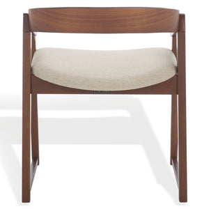 Safavieh Hildabryna Elegant Wood Curved Back Dining Chair For Chic Comfort And Modern Dining Style Upgrade Walnut ,Beige 55% Wood,15% Fabric,30% Foam Sfv6702a-set2