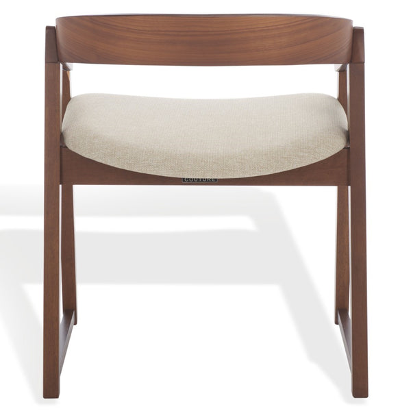 Safavieh Hildabryna Elegant Wood Curved Back Dining Chair For Chic Comfort And Modern Dining Style Upgrade Walnut ,Beige 55% Wood,15% Fabric,30% Foam Sfv6702a-set2