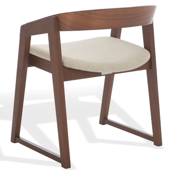 Safavieh Hildabryna Elegant Wood Curved Back Dining Chair For Chic Comfort And Modern Dining Style Upgrade Walnut ,Beige 55% Wood,15% Fabric,30% Foam Sfv6702a-set2
