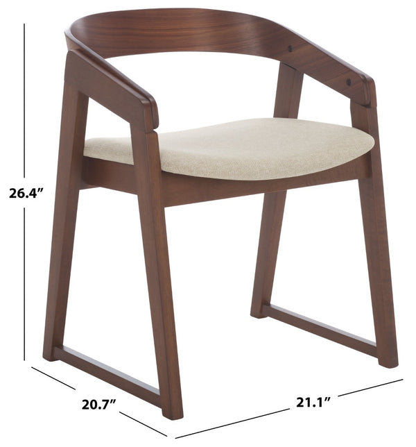 Safavieh Hildabryna Elegant Wood Curved Back Dining Chair For Chic Comfort And Modern Dining Style Upgrade Walnut ,Beige 55% Wood,15% Fabric,30% Foam Sfv6702a-set2
