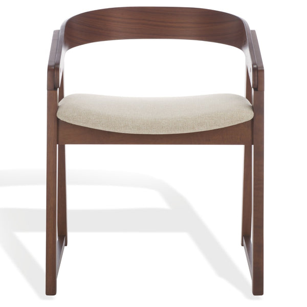 Safavieh Hildabryna Elegant Wood Curved Back Dining Chair For Chic Comfort And Modern Dining Style Upgrade Walnut ,Beige 55% Wood,15% Fabric,30% Foam Sfv6702a-set2
