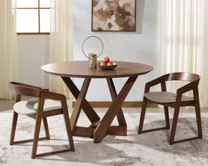 Safavieh Hildabryna Round Wood Dining Table - Elegant Walnut Finish For Modern & Traditional Spaces Walnut Wood Sfv6703a-2bx