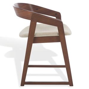 Safavieh Hildabryna Elegant Wood Curved Back Dining Chair For Chic Comfort And Modern Dining Style Upgrade Walnut ,Beige 55% Wood,15% Fabric,30% Foam Sfv6702a-set2