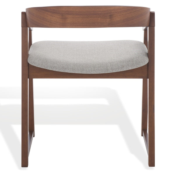 Safavieh Hildabryna Elegant Wood Curved Back Dining Chair For Chic Comfort And Modern Dining Style Upgrade Walnut ,Light Grey 55% Wood,15% Fabric,30% Foam Sfv6702b-set2