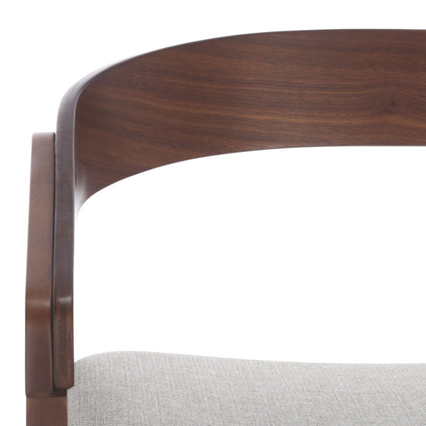 Safavieh Hildabryna Elegant Wood Curved Back Dining Chair For Chic Comfort And Modern Dining Style Upgrade Walnut ,Light Grey 55% Wood,15% Fabric,30% Foam Sfv6702b-set2