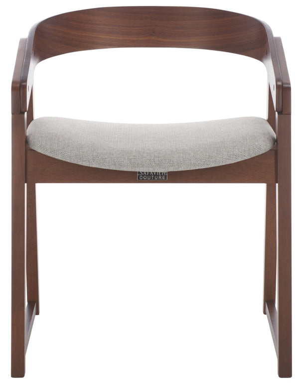 Safavieh Hildabryna Elegant Wood Curved Back Dining Chair For Chic Comfort And Modern Dining Style Upgrade Walnut ,Light Grey 55% Wood,15% Fabric,30% Foam Sfv6702b-set2