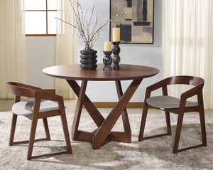Safavieh Hildabryna Round Wood Dining Table - Elegant Walnut Finish For Modern & Traditional Spaces Walnut Wood Sfv6703a-2bx