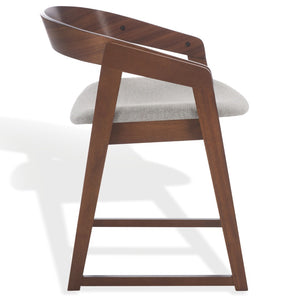 Safavieh Hildabryna Elegant Wood Curved Back Dining Chair For Chic Comfort And Modern Dining Style Upgrade Walnut ,Light Grey 55% Wood,15% Fabric,30% Foam Sfv6702b-set2
