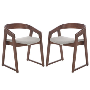 Safavieh Hildabryna Elegant Wood Curved Back Dining Chair For Chic Comfort And Modern Dining Style Upgrade Walnut ,Light Grey 55% Wood,15% Fabric,30% Foam Sfv6702b-set2