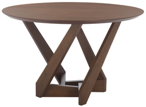 Safavieh Hildabryna Round Wood Dining Table - Elegant Walnut Finish For Modern & Traditional Spaces Walnut Wood Sfv6703a-2bx