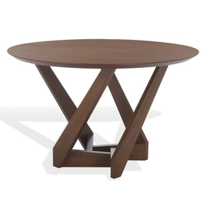 Safavieh Hildabryna Round Wood Dining Table - Elegant Walnut Finish For Modern & Traditional Spaces Walnut Wood Sfv6703a-2bx