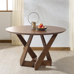Safavieh Hildabryna Round Wood Dining Table - Elegant Walnut Finish For Modern & Traditional Spaces Walnut Wood Sfv6703a-2bx
