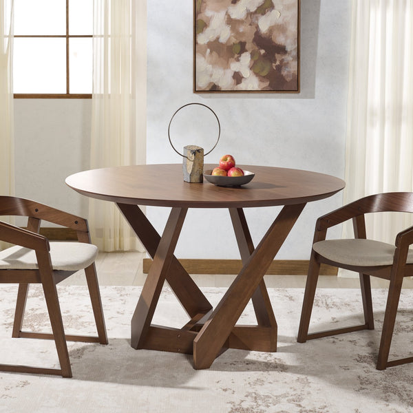 Safavieh Hildabryna Round Wood Dining Table - Elegant Walnut Finish For Modern & Traditional Spaces Walnut Wood Sfv6703a-2bx