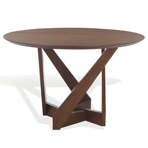 Safavieh Hildabryna Round Wood Dining Table - Elegant Walnut Finish For Modern & Traditional Spaces Walnut Wood Sfv6703a-2bx