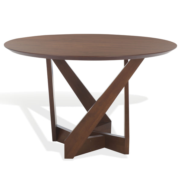 Safavieh Hildabryna Round Wood Dining Table - Elegant Walnut Finish For Modern & Traditional Spaces Walnut Wood Sfv6703a-2bx