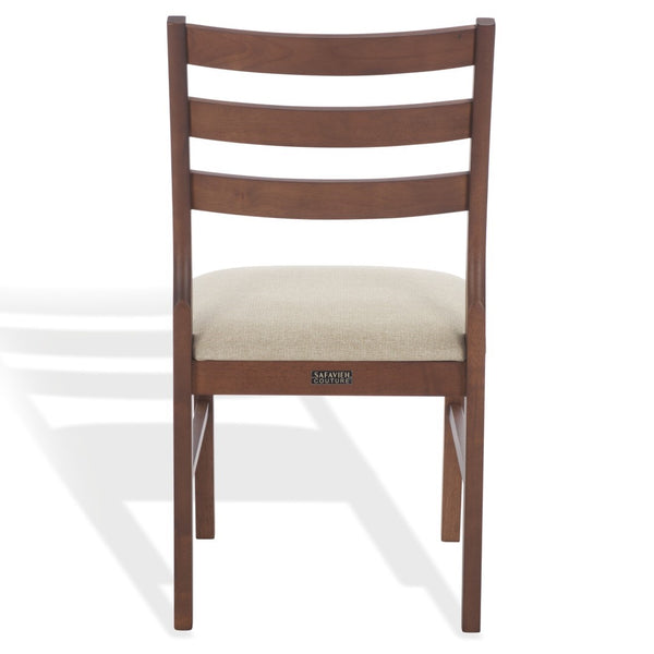 Safavieh Leroux Wood Ladder Back Dining Chair - Sophisticated Comfort With Classic Design For Your Home Walnut ,Beige 55% Wood,15% Fabric,30% Foam Sfv6704a-set2