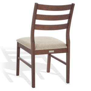 Safavieh Leroux Wood Ladder Back Dining Chair - Sophisticated Comfort With Classic Design For Your Home Walnut ,Beige 55% Wood,15% Fabric,30% Foam Sfv6704a-set2