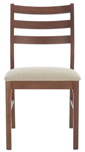 Safavieh Leroux Wood Ladder Back Dining Chair - Sophisticated Comfort With Classic Design For Your Home Walnut ,Beige 55% Wood,15% Fabric,30% Foam Sfv6704a-set2