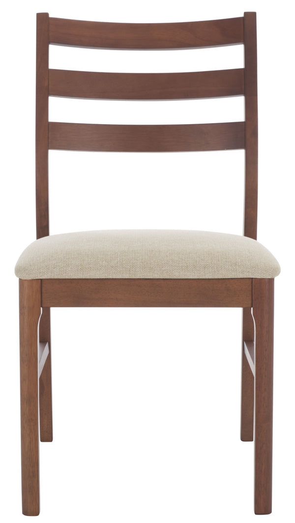 Safavieh Leroux Wood Ladder Back Dining Chair - Sophisticated Comfort With Classic Design For Your Home Walnut ,Beige 55% Wood,15% Fabric,30% Foam Sfv6704a-set2