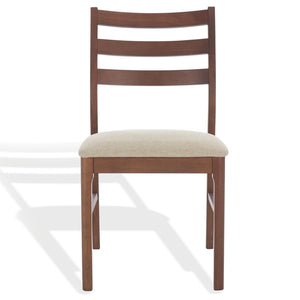 Safavieh Leroux Wood Ladder Back Dining Chair - Sophisticated Comfort With Classic Design For Your Home Walnut ,Beige 55% Wood,15% Fabric,30% Foam Sfv6704a-set2