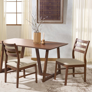 Safavieh LEROUX Wood Ladder Back Dining Chair - Timeless Comfort with Durable Construction for Any Dining Space Walnut / Beige SFV6704A-SET2