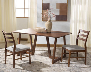 Safavieh LEROUX Wood Ladder Back Dining Chair - Timeless Comfort with Durable Construction for Any Dining Space Walnut / Beige SFV6704A-SET2