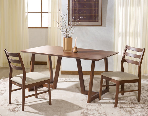 Safavieh Leroux Rectangle Wood Dining Table - Elegant Walnut Finish, Durable Rubberwood, Perfect For Gatherings Walnut Wood Sfv6705a-2bx