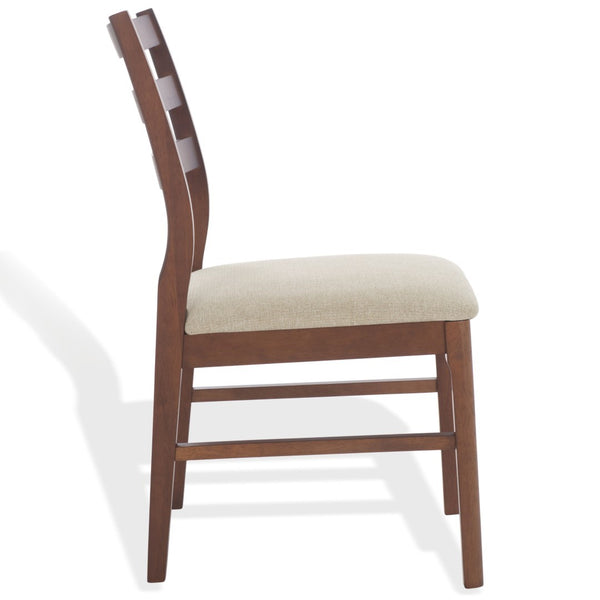 Safavieh Leroux Wood Ladder Back Dining Chair - Sophisticated Comfort With Classic Design For Your Home Walnut ,Beige 55% Wood,15% Fabric,30% Foam Sfv6704a-set2