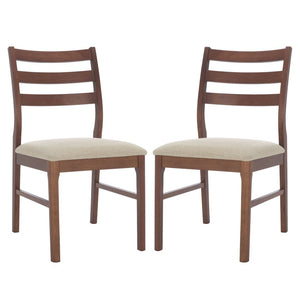 Safavieh Leroux Wood Ladder Back Dining Chair - Sophisticated Comfort With Classic Design For Your Home Walnut ,Beige 55% Wood,15% Fabric,30% Foam Sfv6704a-set2