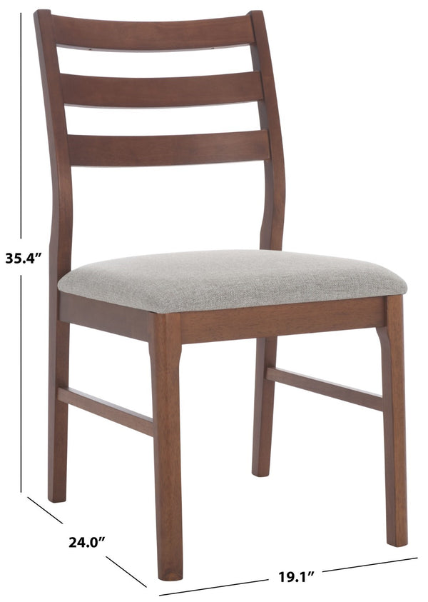 Safavieh Leroux Wood Ladder Back Dining Chair - Sophisticated Comfort With Classic Design For Your Home Walnut ,Light Grey 55% Wood,15% Fabric,30% Foam Sfv6704b-set2
