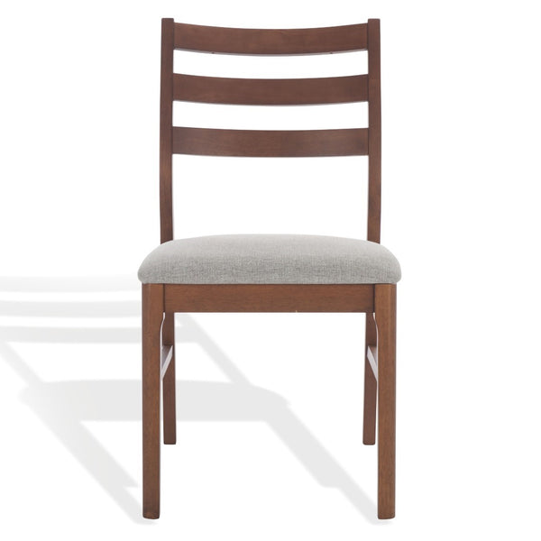 Safavieh Leroux Wood Ladder Back Dining Chair - Sophisticated Comfort With Classic Design For Your Home Walnut ,Light Grey 55% Wood,15% Fabric,30% Foam Sfv6704b-set2