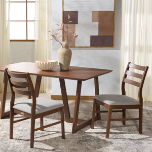Safavieh LEROUX Wood Ladder Back Dining Chair - Timeless Comfort with Durable Construction for Any Dining Space Walnut / Light Grey SFV6704B-SET2