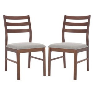 Safavieh Leroux Wood Ladder Back Dining Chair - Sophisticated Comfort With Classic Design For Your Home Walnut ,Light Grey 55% Wood,15% Fabric,30% Foam Sfv6704b-set2
