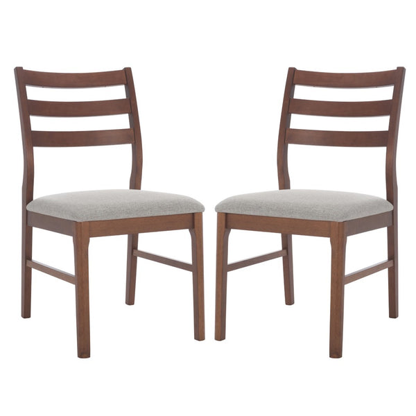 Safavieh Leroux Wood Ladder Back Dining Chair - Sophisticated Comfort With Classic Design For Your Home Walnut ,Light Grey 55% Wood,15% Fabric,30% Foam Sfv6704b-set2
