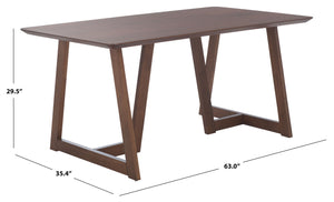Safavieh Leroux Rectangle Wood Dining Table - Elegant Walnut Finish, Durable Rubberwood, Perfect For Gatherings Walnut Wood Sfv6705a-2bx