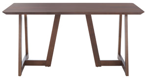 Safavieh Leroux Rectangle Wood Dining Table - Elegant Walnut Finish, Durable Rubberwood, Perfect For Gatherings Walnut Wood Sfv6705a-2bx