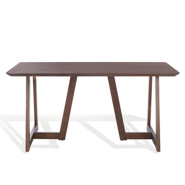 Safavieh Leroux Rectangle Wood Dining Table - Elegant Walnut Finish, Durable Rubberwood, Perfect For Gatherings Walnut Wood Sfv6705a-2bx
