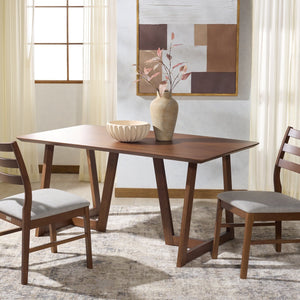 Safavieh Leroux Rectangle Wood Dining Table - Elegant Walnut Finish, Durable Rubberwood, Perfect For Gatherings Walnut Wood Sfv6705a-2bx