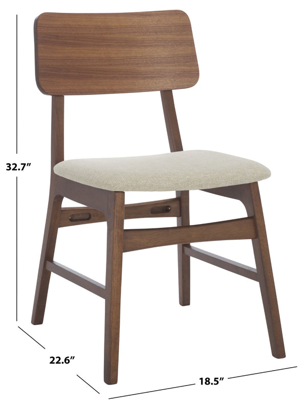Safavieh MADINA Wood Mid-Century Dining Chair - Elegant Design for Modern Spaces with Sustainable Comfort and Style Walnut / Beige SFV6706A-SET2