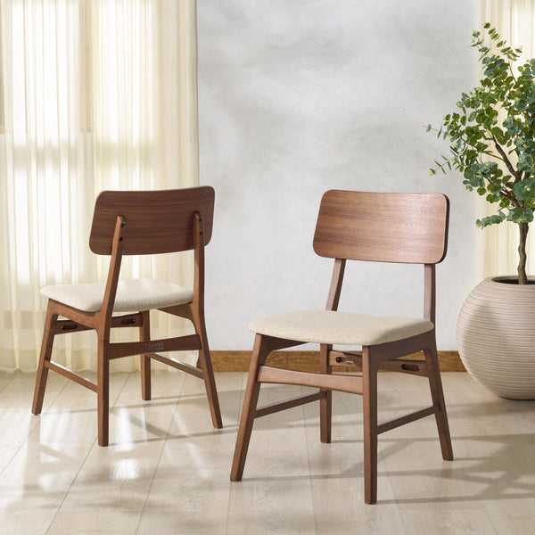 Safavieh Madina Wood Mid-century Dining Chair - Elegant Design For Stylish And Comfortable Dining Spaces Walnut ,Beige 55% Wood,15% Fabric,30% Foam Sfv6706a-set2