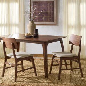 Safavieh Madina Wood Mid-century Dining Chair - Elegant Design For Stylish And Comfortable Dining Spaces Walnut ,Beige 55% Wood,15% Fabric,30% Foam Sfv6706a-set2