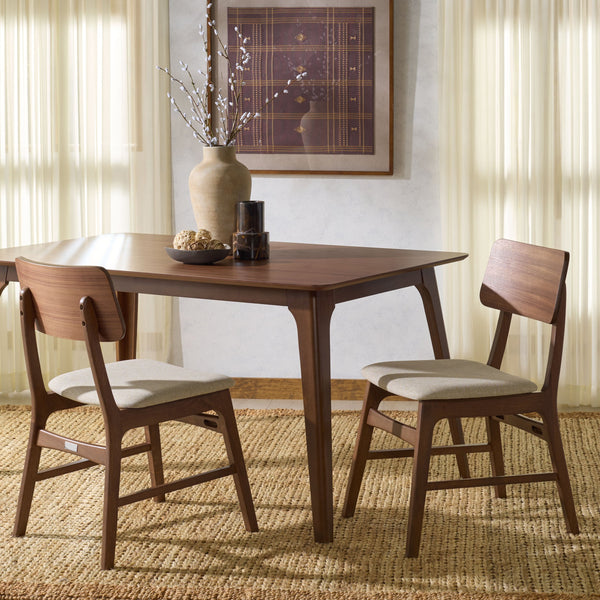 Safavieh Madina Wood Mid-century Dining Chair - Elegant Design For Stylish And Comfortable Dining Spaces Walnut ,Beige 55% Wood,15% Fabric,30% Foam Sfv6706a-set2