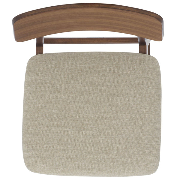 Safavieh MADINA Wood Mid-Century Dining Chair - Elegant Design for Modern Spaces with Sustainable Comfort and Style Walnut / Beige SFV6706A-SET2