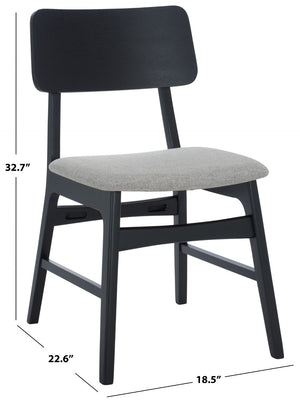 Safavieh MADINA Wood Mid-Century Dining Chair - Elegant Design for Modern Spaces with Sustainable Comfort and Style Black / Light Grey SFV6706B-SET2