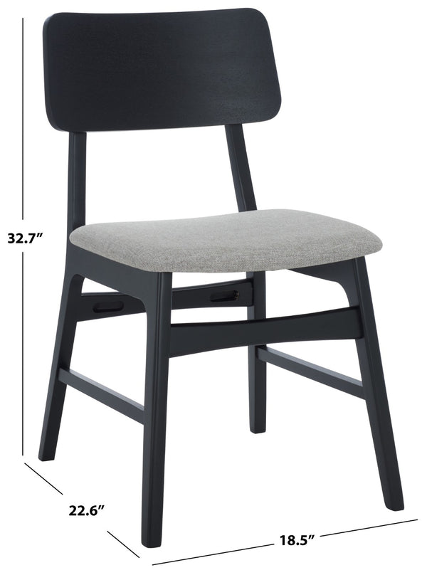 Safavieh MADINA Wood Mid-Century Dining Chair - Elegant Design for Modern Spaces with Sustainable Comfort and Style Black / Light Grey SFV6706B-SET2