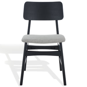 Safavieh Madina Wood Mid-century Dining Chair - Elegant Design For Stylish And Comfortable Dining Spaces Black ,Light Grey 55% Wood,15% Fabric,30% Foam Sfv6706b-set2